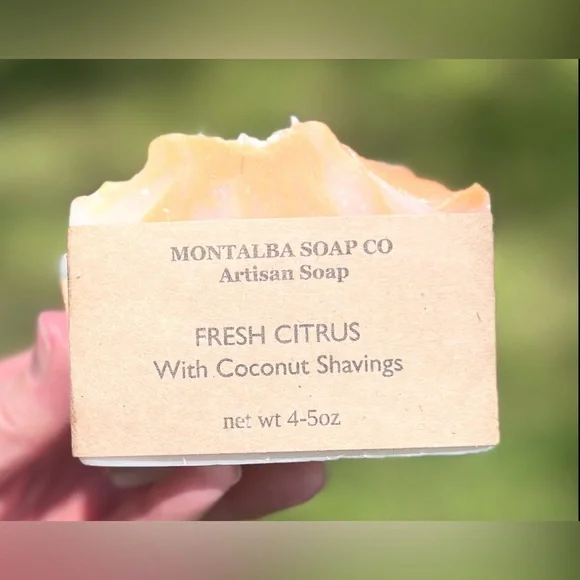 Artisan Soap Fresh Citrus with Organic Coconut Shavings Handcrafted by Me - Picture 1 of 3